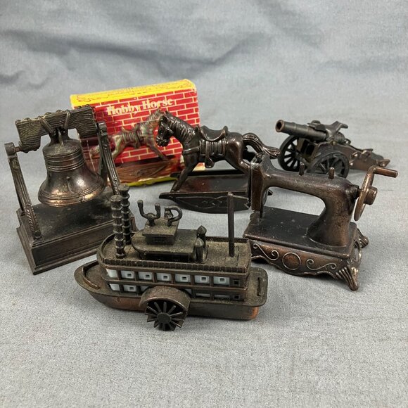 Lot of 5 VTG Miniature Die Cast Metal Pencil Sharpeners Hobby Horse #6020 + More - Picture 1 of 5